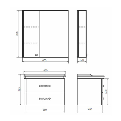 COMFORTY. Зеркало-шкаф "Неаполь-65" белый глянец фото в интернет-магазине Русалия
