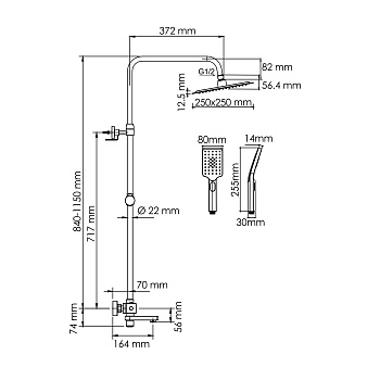 A199.198.201.BG Thermo Душевой комплект с термостатическим смесителем Wasserkraft фото в интернет-магазине Русалия