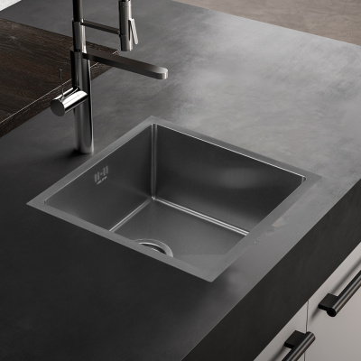 Кухонная мойка D4545H ProfLine 1,2/220 САТИН врезная квадратная Melana фото в интернет-магазине Русалия