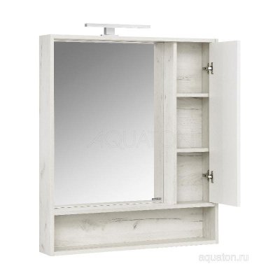 Зеркальный шкаф AQUATON Флай 80 белый, дуб крафт 1A237702FAX10 фото в интернет-магазине Русалия