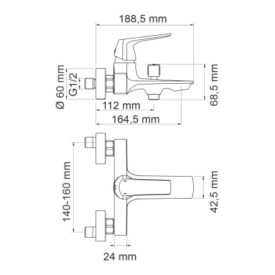 Neime 1901 Смеситель для ванны с коротким изливом Wasserkraft фото в интернет-магазине Русалия