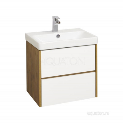 Тумба под раковину AQUATON Сканди 70 белая, дуб рустикальный 1A251801SDZ90 фото в интернет-магазине Русалия