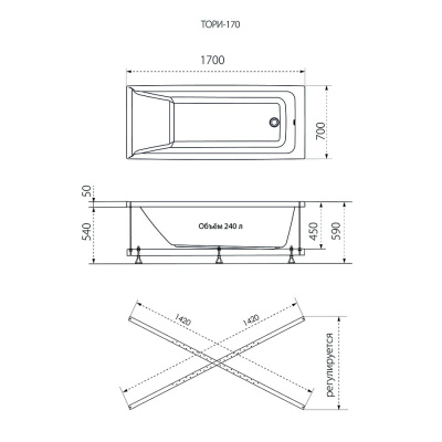 Ванна Тори 170 Щ0000042932 Тритон фото в интернет-магазине Русалия