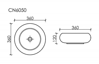 Умывальник чаша накладная круглая Element 360*360*120мм CN6050 Ceramica Nova фото в интернет-магазине Русалия