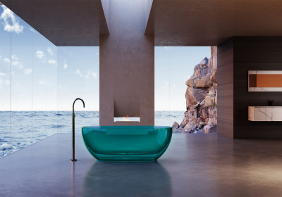 Прозрачная ванна ABBER Kristall AT9703Aquamarin бирюзовая 170х75х55 см фото в интернет-магазине Русалия