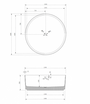 Ванна из искусственного камня ABBER Stein AS9679Blau голубая 150х150х55 см фото в интернет-магазине Русалия
