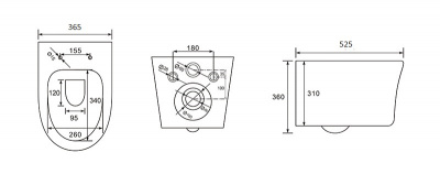 Унитаз подвесной безободковый AQUATEK НИКА AQ2009-00 525*365*360 мм, горизонтальный выпуск, тонкое сиденье с механизмом плавного закрывания, крепеж фото в интернет-магазине Русалия