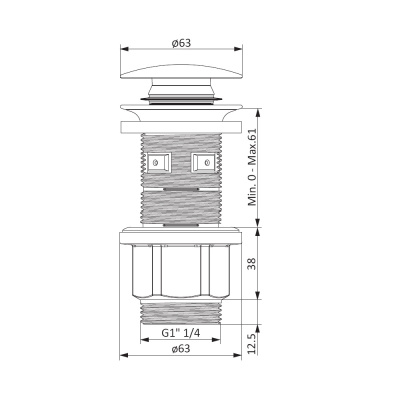 210600200 Option, универсальный донный клапан, белый глянцевый Damixa фото в интернет-магазине Русалия