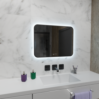 Зеркало для ванной прямоугольное GRYNING 800х600 OWLM200307 черный пескоструй OWL фото в интернет-магазине Русалия