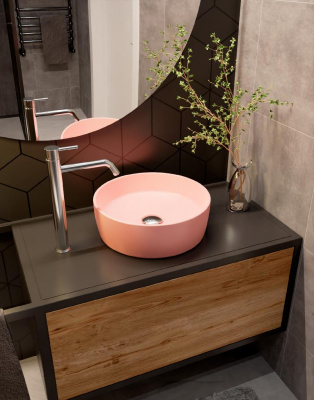 AQM5012 Раковина накладная круглая, цвет черный матовый. 355x355x120 фото в интернет-магазине Русалия