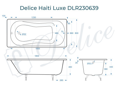 Ванна чугунная Delice Haiti Luxe 180х80 DLR230639 фото в интернет-магазине Русалия
