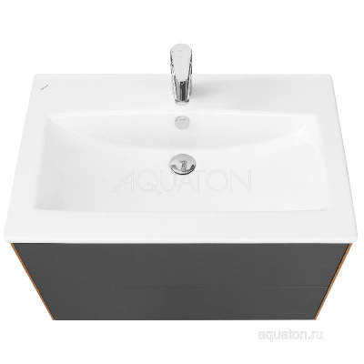 Тумба под раковину AQUATON Сохо 75 дуб веллингтон, графит софт 1A258101AJA00 фото в интернет-магазине Русалия