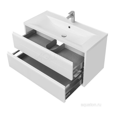 Тумба под раковину AQUATON Римини 100 белый глянец 1A232801RN010 NEW фото в интернет-магазине Русалия