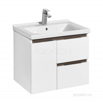 Тумба под раковину AQUATON Рене 60 белый, грецкий орех 1A258501NRC80 фото в интернет-магазине Русалия