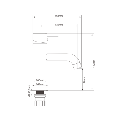 Смеситель для раковины OLIVE’S Economy AKERO кругл. нержавеющая сталь (AK11100) фото в интернет-магазине Русалия