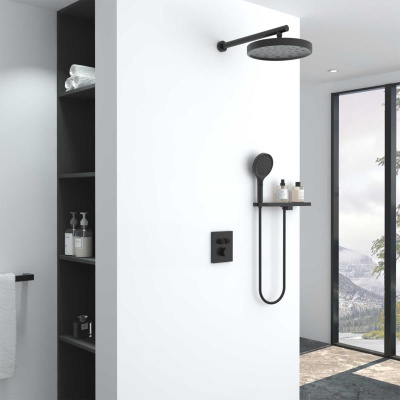 Душевой комплект Inspire VSFW-3I21MT2RMB встраиваемый, термостатический, двухрежимный, черный Vincea фото в интернет-магазине Русалия