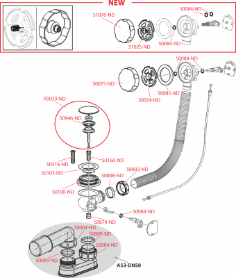 Слив-перелив полу-автоматический для ванны A55K-80GOLD Alcaplast фото в интернет-магазине Русалия