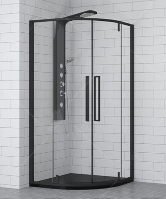 Душевой уголок 100х100 SV-53B полукруг, черный профиль RGW фото в интернет-магазине Русалия