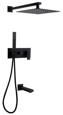 Душевая система ABBER Daheim AF8217B скрытого монтажа с изливом, черная матовая фото в интернет-магазине Русалия