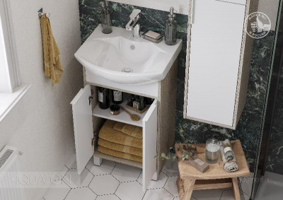 Тумба под раковину AQUATON Рико 50 белый, ясень фабрик 1A212401RIB90 фото в интернет-магазине Русалия