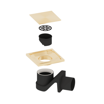 Душевой трап точечный 10х10 см с решеткой матовое золото Leo-02-10Gb RGW фото в интернет-магазине Русалия