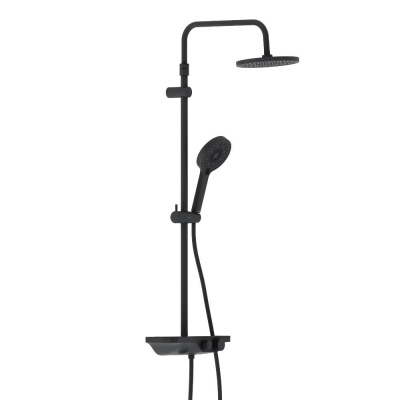 947730300 Apollo душевая система с ванно-душевым смесителем-полкой, черный фото в интернет-магазине Русалия