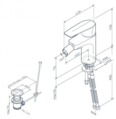 F90A83100 Gem, смеситель для биде с д/к, хром, шт. фото в интернет-магазине Русалия
