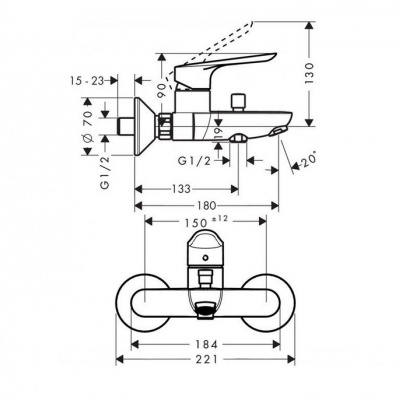 Комплект смесителей для ванны SetLogis E 70 (a) (71177000 + 71415000 + 26532400) Hansgrohe фото в интернет-магазине Русалия