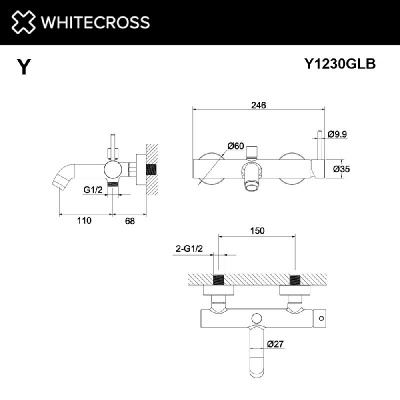 Смеситель для ванны WHITECROSS Y Y1230GLB (брашированное золото) фото в интернет-магазине Русалия