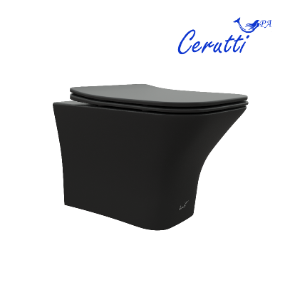 Унитаз VETTORE Aria MB подвесной безободковый черный матовый, ТЕРМООБЖИГ (не плёнка) CT7506 Ceruttispa (480х340х350) фото в интернет-магазине Русалия