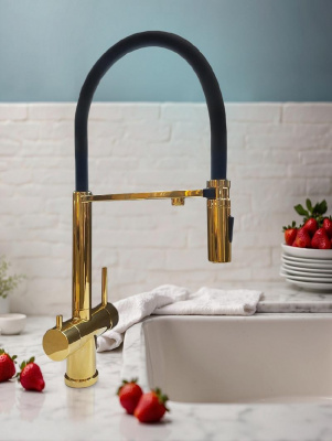 Смеситель для кухни с гибким изливом Flusso 050205 Or AltroBagno фото в интернет-магазине Русалия