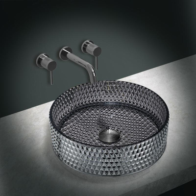 Раковина стеклянная Vincea VBS-5GL03, 400*400*125, накладная, цвет черный фото в интернет-магазине Русалия