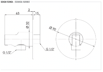 Держатель ручного душа с подключением шланга Remer 337X фото в интернет-магазине Русалия