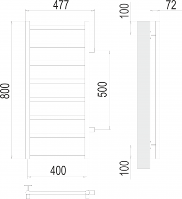 Водяной полотенцесушитель Аврора П8 400х800 бп500 4670078529909 Terminus фото в интернет-магазине Русалия