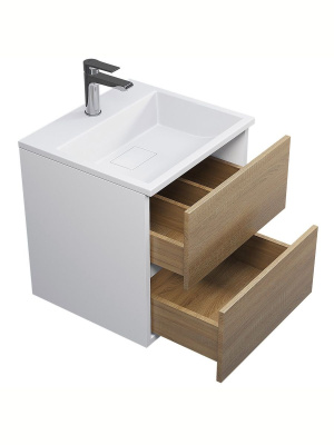 Тумба с раковиной Uperwood Barsa 50 см, раковина белая, подвесная тумба белая/дуб сонома 29830205646 фото в интернет-магазине Русалия