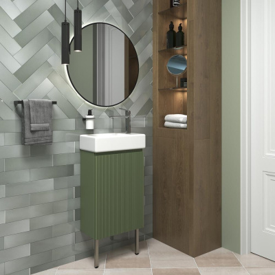 Тумба с раковиной WC Area 40 см матовый зеленый 221805003 Wellsee фото в интернет-магазине Русалия