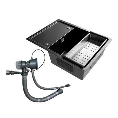 Кухонная мойка Ulgran Steel 680x500, черная брашированная сталь фото в интернет-магазине Русалия