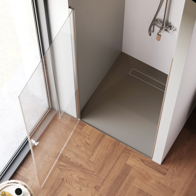 W87G-90-1P-MT Sunny дверь душевая распашн 90x190,серебро, стекло прозрачн Am.Pm фото в интернет-магазине Русалия