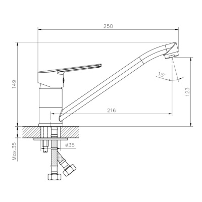Смеситель для кухни DECOROOM DR22 (DR22018) фото в интернет-магазине Русалия