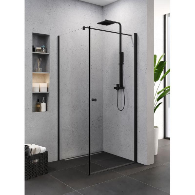 Душевое ограждение NEW TRENDY SUPERIA BLACK 80x90x195 K-0800 (черный) фото в интернет-магазине Русалия
