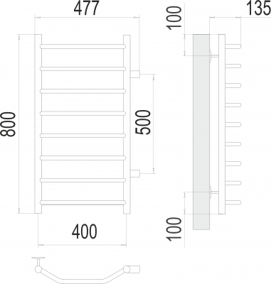 Водяной полотенцесушитель Виктория П8 400х800 бп500 4670078530097 Terminus фото в интернет-магазине Русалия