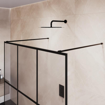 Душевая перегородка RGW WA-018B 1200, стекло с рисунком (шелкография), профиль черный фото в интернет-магазине Русалия