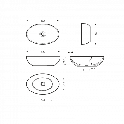 Раковина накладная овальная Ringo Slim 53 RNGSLWB01S Sanita Luxe фото в интернет-магазине Русалия