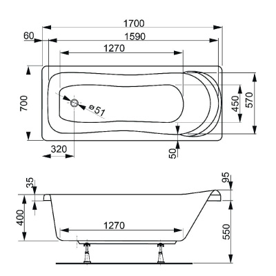 Акриловая ванна VAGNERPLAST PENELOPE 170x70 VPBA177PEN2E-04 фото в интернет-магазине Русалия