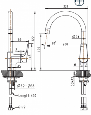 Смеситель для кухни Vega F7119177CP-3 Bravat фото в интернет-магазине Русалия