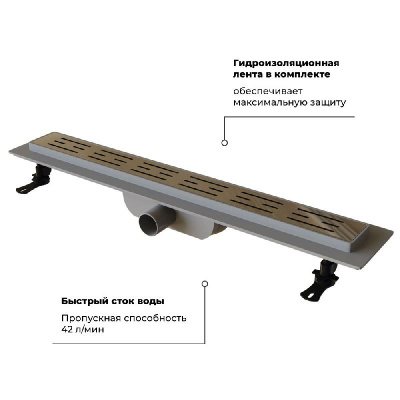 Душевой лоток Drain Leo-10 с решеткой, 60 см RGW фото в интернет-магазине Русалия