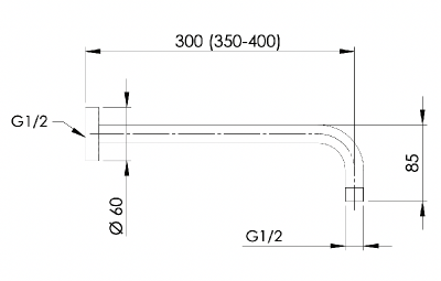 Кронштейн для верхнего душа 30 см Remer 343L30XV, сталь фото в интернет-магазине Русалия
