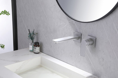 Смеситель ABBER Weiss Insel AF8082W для раковины скрытого монтажа, белый-хром фото в интернет-магазине Русалия