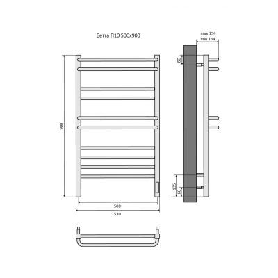 Полотенцесушитель электрический Aquatek (Акватек) Бетта П10 500х900 мм  AQ EL KRC1090CH фото в интернет-магазине Русалия