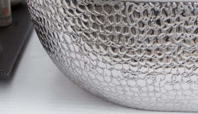 Раковина накладная круглая С1062 белый/серебро CeramaLux фото в интернет-магазине Русалия